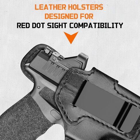 Premium IWB Leather Holster for Springfield Hellcat/OSP/RDP, Hellcat Pro, Optic-Ready Concealed Carry Holster, 1.75" Steel Clip, Hellcat Inside Waistband Holster, Stealth Black, Right/Left Hand in Saudi Arabia