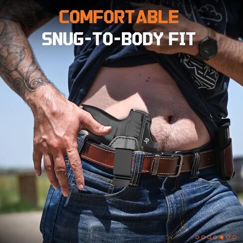 Premium IWB Leather Holster for Springfield Hellcat/OSP/RDP, Hellcat Pro, Optic-Ready Concealed Carry Holster, 1.75" Steel Clip, Hellcat Inside Waistband Holster, Stealth Black, Right/Left Hand in Saudi Arabia