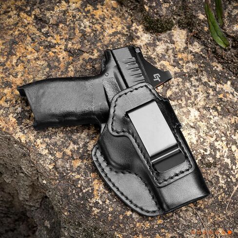 Premium IWB Leather Holster for Springfield Hellcat/OSP/RDP, Hellcat Pro, Optic-Ready Concealed Carry Holster, 1.75" Steel Clip, Hellcat Inside Waistband Holster, Stealth Black, Right/Left Hand in Saudi Arabia