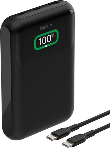 Belkin Portable Charger, 3-Port Laptop Power Bank 20000 mAh - USB-C & USB-A Ports, 65W iPhone Charger Fast Charging - MacBook, Apple iPhone 17, iPad, Samsung Galaxy S25, Nintendo Switch 2, etc - Black in Saudi Arabia