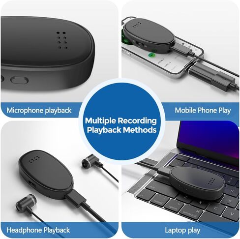 مسجل صوت 128 جيجابايت، مسجل صوت منشط مع تشغيل وتقليل الضوضاء بالذكاء الاصطناعي للمحاضرات والاجتماعات والمقابلات، متوافق مع الهاتف الذكي والكمبيوتر الشخصي in Kuwait