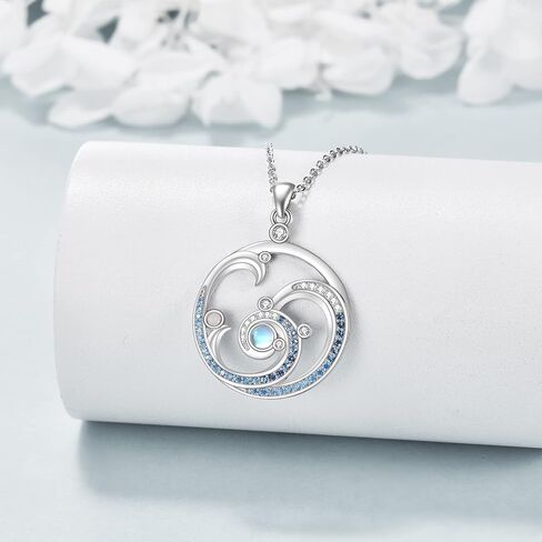 YFN Wave Necklace Sterling Silver Ocean Wave Sun Pendant Necklace Ocean Beach Jewelry for Women Gifts in Saudi Arabia