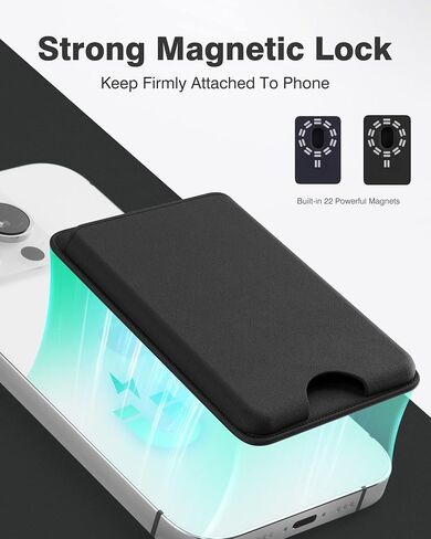 لمحفظة Magsafe، عبوتان من أقوى حامل بطاقات المحفظة المغناطيسية لسلسلة iPhone 17/16/15/14/13/12 - حجب RFID، يحمل 3 بطاقات، أسود وأسود in Kuwait