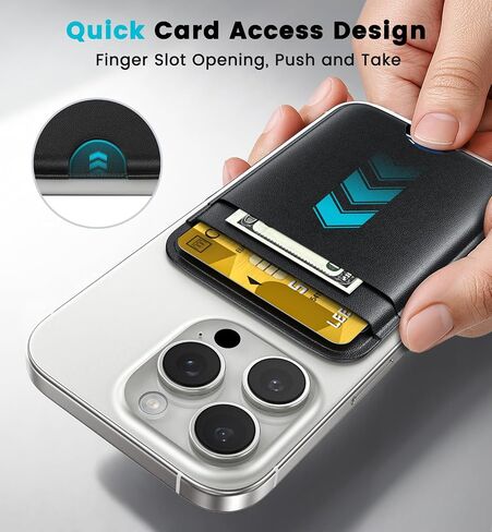 MagSafe Wallet with Full Find My Slim RFID-Blocking Vegan Leather Phone Wallet Portable Dual-Pocket 5 Cards Holder Strong Magnetic for iPhone 12–16 Series Not for 13/12 Mini (Black) in Saudi Arabia