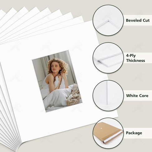 Golden State Art, Pack of 10, 8x8 Black Picture Mats Mattes with White Core Bevel Cut for 4x4 Photo in Saudi Arabia
