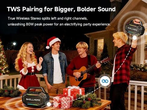 Bluetooth 6.0 Speakers Outdoor, 80W(Peak) Loud Speaker with Bass, 30H Playtime, IPX6 Waterproof, RGB Lights, BassUp 2.0, TWS, Portable Large Jobsite Speakers for Party, Garage in Saudi Arabia