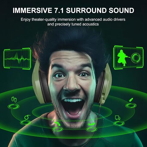 YOTMS PC Gaming Headset for PS5, PS4, Switch, Headset with Stereo Sound, H-8 Foldable Over Ear Headphones with Noise Cancelling Mic, LED Light, Volume Control (Black) in Saudi Arabia