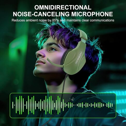 YOTMS PC Gaming Headset for PS5, PS4, Switch, Headset with Stereo Sound, H-8 Foldable Over Ear Headphones with Noise Cancelling Mic, LED Light, Volume Control (Black) in Saudi Arabia
