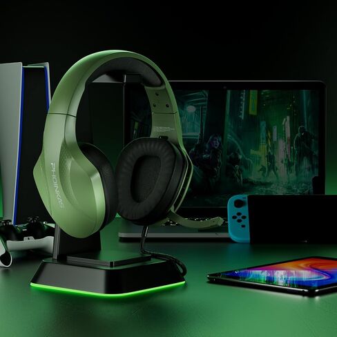 YOTMS PC Gaming Headset for PS5, PS4, Switch, Headset with Stereo Sound, H-8 Foldable Over Ear Headphones with Noise Cancelling Mic, LED Light, Volume Control (Black) in Saudi Arabia