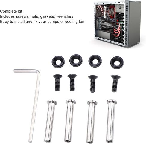 CPU Fan Screws, Aluminum Alloy Stainless Steel Mounting Kit for 25 30mm Computer Fans, with Anodized Washers for Water Cooling PC Case Fans (Silver) in Saudi Arabia