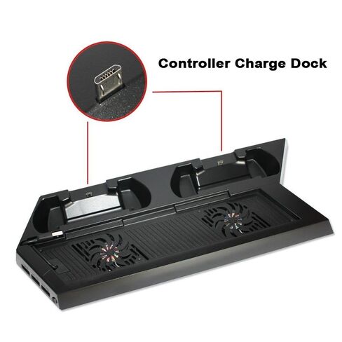 AMAGLE Vertical Stand with 2 Cooling Fan for PS4, Dual Charger Ports Controllers Charging Station and Build-in 3 Port USB HUB for PlayStation 4 PS4 Console Dualshock 4 (Not for PS4 Slim and Pro) in Saudi Arabia