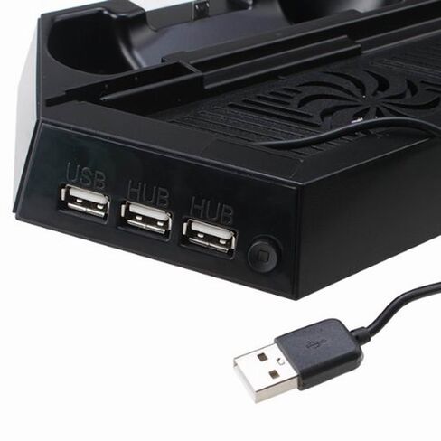 AMAGLE Vertical Stand with 2 Cooling Fan for PS4, Dual Charger Ports Controllers Charging Station and Build-in 3 Port USB HUB for PlayStation 4 PS4 Console Dualshock 4 (Not for PS4 Slim and Pro) in Saudi Arabia
