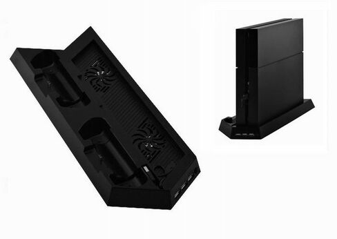 AMAGLE Vertical Stand with 2 Cooling Fan for PS4, Dual Charger Ports Controllers Charging Station and Build-in 3 Port USB HUB for PlayStation 4 PS4 Console Dualshock 4 (Not for PS4 Slim and Pro) in Saudi Arabia
