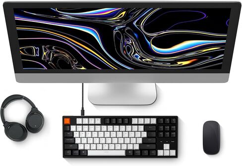 لوحة المفاتيح الميكانيكية السلكية Keychron C1 Mac Layout، Gateron G Pro Red Switch، Tenkeyless 87 Keys ABS keycaps لوحة مفاتيح الكمبيوتر لأجهزة الكمبيوتر المحمول التي تعمل بنظام Windows PC، إضاءة خلفية بيضاء، كابل USB-C من النوع C in Kuwait