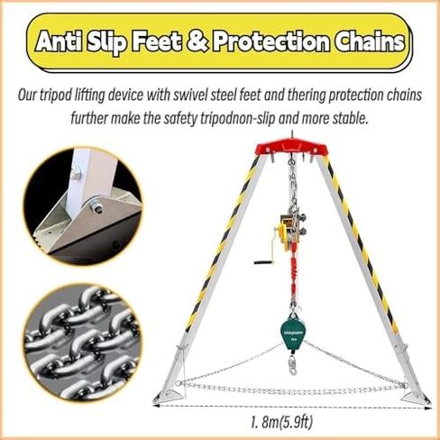 Adjustable Aluminum Rescue Tripod with Safety HarnessIdeal for Firefighting Confined Spaces & SewageDurable Fall Protection Equipment for Safety Professionals in Saudi Arabia