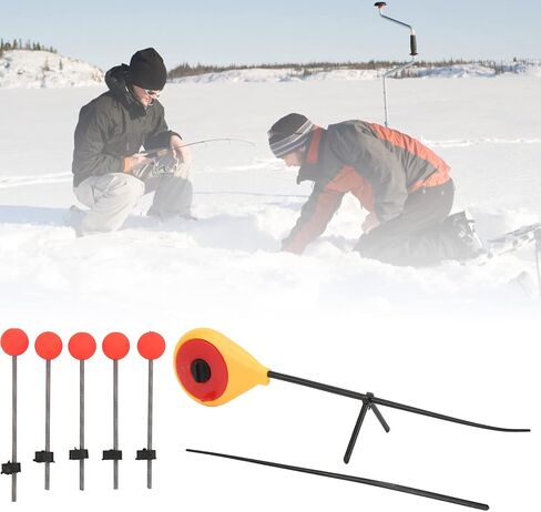 Yellow Mini Ice Fishing Rod with Red Ball Spring Tip for Winter Outdoor Fishing in Saudi Arabia