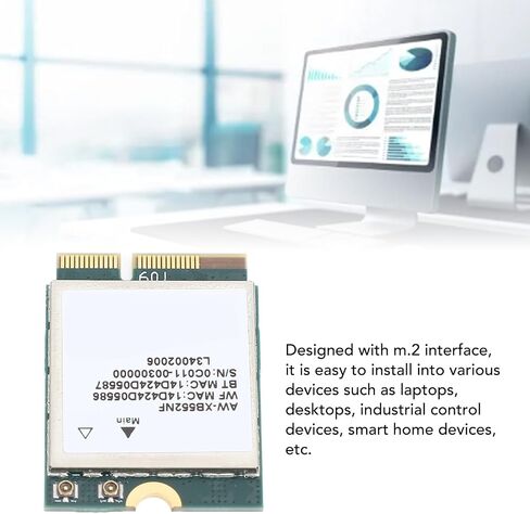 بطاقة Estink MT7902 M.2 WiFi 6E، محول شبكة لاسلكي بنطاق 2400 ميجا بت في الثانية مع 5.2 لأجهزة الكمبيوتر المحمول والكمبيوتر المكتبي in Saudi Arabia