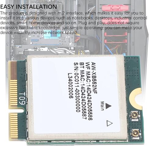 بطاقة Estink MT7902 M.2 WiFi 6E، محول شبكة لاسلكي بنطاق 2400 ميجا بت في الثانية مع 5.2 لأجهزة الكمبيوتر المحمول والكمبيوتر المكتبي in Saudi Arabia