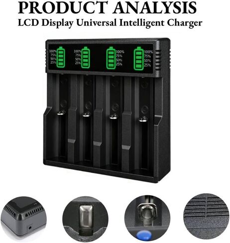 18650 Battery Charger with 4 Pack 3.7V 3200mAh Button Top Battery NI-MH, 3.7Volt Batteries Rechargeable NIMH Long Lasting for LED Flashlights, Cameras, Headlamps, Doorbells, etc. in Saudi Arabia
