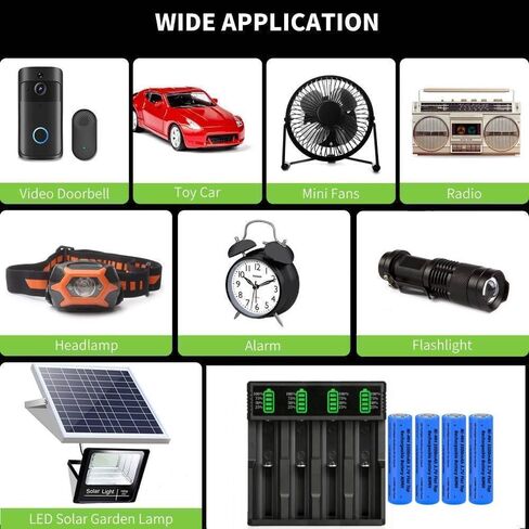 18650 Battery Charger with 4 Pack 3.7V 3200mAh Button Top Battery NI-MH, 3.7Volt Batteries Rechargeable NIMH Long Lasting for LED Flashlights, Cameras, Headlamps, Doorbells, etc. in Saudi Arabia