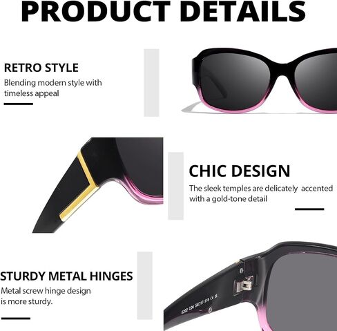 LVIOE Polarized Sunglasses for Women Fashionable Wrap Around Sunglasses with UV400 Protection LS6202 in Saudi Arabia