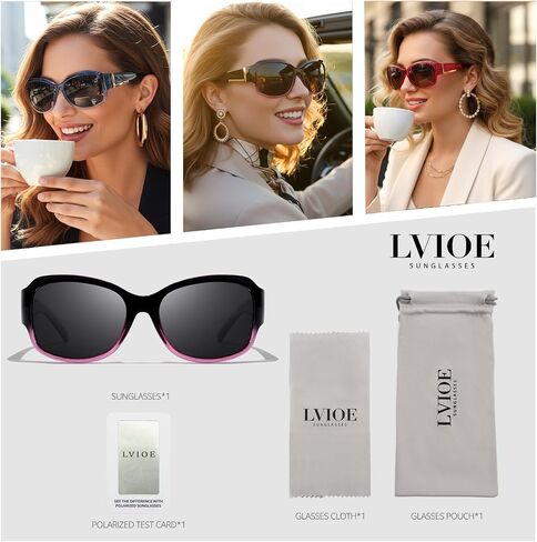 LVIOE Polarized Sunglasses for Women Fashionable Wrap Around Sunglasses with UV400 Protection LS6202 in Saudi Arabia