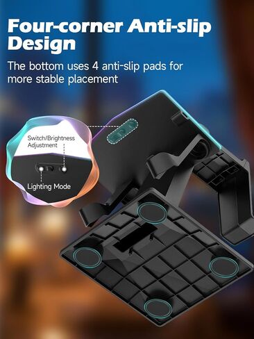 قاعدة شحن متوافقة مع Meta Quest 3s/3/2 أو Quest Pro: محطة شحن عمودية RGB، حامل شحن مزود بـ 14 لون RGB وتعديل السطوع، منفذ شحن من النوع C in Saudi Arabia