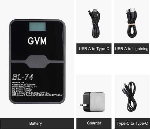 GVM 2 Pack NP-F750/770 Battery and Charger 4400mAh for Sony NP-F975, NP-F960, NP-F950, NP-F930, NP-F770, NP-F750, NP-F550, DCR, DSR, HDR, FDR, HVR, HVL and LED Light in Saudi Arabia