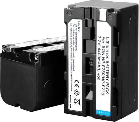 GVM 2 Pack NP-F750/770 Battery and Charger 4400mAh for Sony NP-F975, NP-F960, NP-F950, NP-F930, NP-F770, NP-F750, NP-F550, DCR, DSR, HDR, FDR, HVR, HVL and LED Light in Kuwait