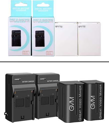 GVM 2 Pack NP-F750/770 Battery and Charger 4400mAh for Sony NP-F975, NP-F960, NP-F950, NP-F930, NP-F770, NP-F750, NP-F550, DCR, DSR, HDR, FDR, HVR, HVL and LED Light in Kuwait