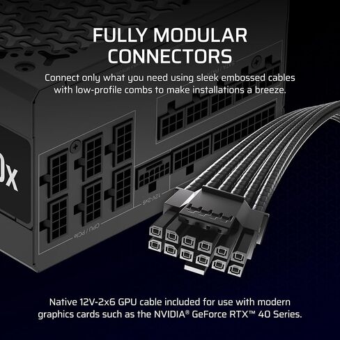 CORSAIR RM1000x Fully Modular Low-Noise ATX Power Supply – ATX 3.1 Compliant – PCIe 5.1 Support – Cybenetics Gold Efficiency – Native 12V-2x6 Connector – Black (Renewed) in Saudi Arabia