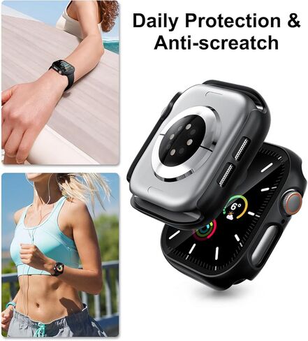 حافظة مكونة من 6 قطع مع واقي شاشة من الزجاج المقوى لساعة Apple Series 11 (2025) Series 10 مقاس 42 مم، غطاء ممتص الصدمات من البولي كربونات الصلب فائق النحافة مقاوم للخدش لملحقات iWatch 42 مم in Kuwait