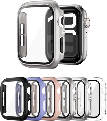 6 Pack Case with Tempered Glass Screen Protector for Apple Watch Series 11 (2025) Series 10 42mm, Ultra-Thin Scratch Resistant Full Protective Hard PC Bumper Cover for iWatch 42mm Accessories in Saudi Arabia