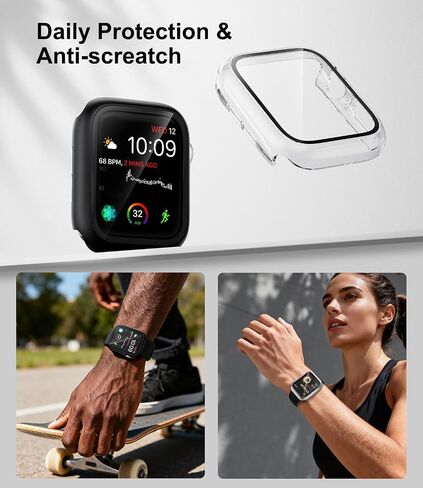 6 Pack Case with Tempered Glass Screen Protector for Apple Watch Series 11 (2025) Series 10 42mm, Ultra-Thin Scratch Resistant Full Protective Hard PC Bumper Cover for iWatch 42mm Accessories in Saudi Arabia