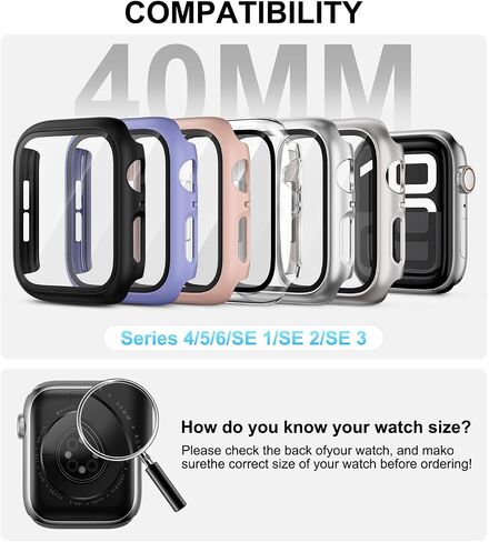 6 Pack Case with Tempered Glass Screen Protector for Apple Watch Series 11 (2025) Series 10 42mm, Ultra-Thin Scratch Resistant Full Protective Hard PC Bumper Cover for iWatch 42mm Accessories in Saudi Arabia