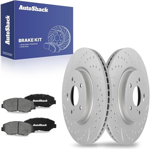 وسادات فرامل دوارة من السيراميك لدوارات الفرامل المحفورة والمشقوقة من AutoShack | بديل لـ Acura ILX Honda Civic Element Fit 2003-2017 Accord 2016 CR-Z | أسود مطلي بالكهرباء | طقم فرامل 6 قطع | حارس الليل in Saudi Arabia