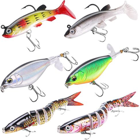 6PCS Swimbait Kit ，Realistic Bait and Surface Bait with Realistic 3D fisheye and Multi Joint Swimming Movements, Perfect for Saltwater and Freshwater Fishing Kits in Kuwait