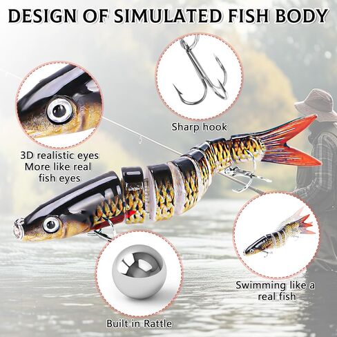 6PCS Swimbait Kit ，Realistic Bait and Surface Bait with Realistic 3D fisheye and Multi Joint Swimming Movements, Perfect for Saltwater and Freshwater Fishing Kits in Kuwait