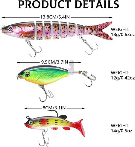 6PCS Swimbait Kit ，Realistic Bait and Surface Bait with Realistic 3D fisheye and Multi Joint Swimming Movements, Perfect for Saltwater and Freshwater Fishing Kits in Kuwait