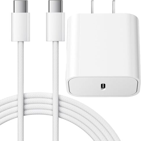 شاحن سريع USB C بقوة 20 وات مع كابل شحن USB C منسوج بطول 6.6 أقدام لأجهزة Apple iPad Pro 13.9/12/11 بوصة، iPad Air 13/11 بوصة/5/4th، iPad A16/10th Generation، iPad mini 7/6 in Saudi Arabia