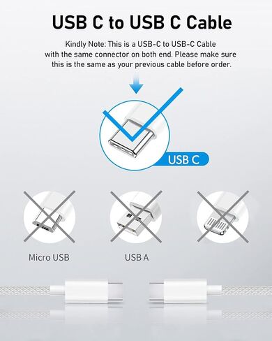 شاحن سريع USB C بقوة 20 وات مع كابل شحن USB C منسوج بطول 6.6 أقدام لأجهزة Apple iPad Pro 13.9/12/11 بوصة، iPad Air 13/11 بوصة/5/4th، iPad A16/10th Generation، iPad mini 7/6 in Saudi Arabia