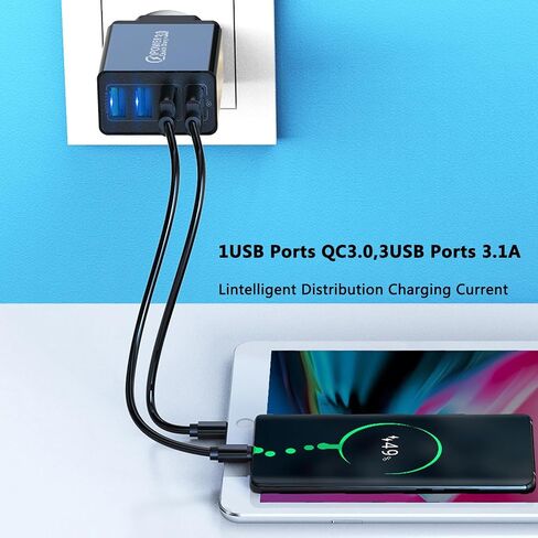 Pro Phone Charger, Mag Volt Pro Phone Charger, 4-Port Wall with Intelligent Temperature Control, for All Phones (Black*2PCS) in Saudi Arabia