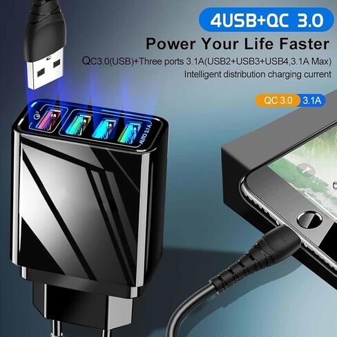 Pro Phone Charger, Mag Volt Pro Phone Charger, 4-Port Wall with Intelligent Temperature Control, for All Phones (Black*2PCS) in Saudi Arabia