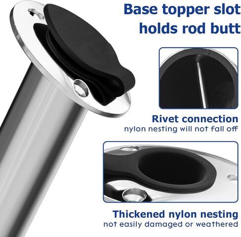 Fishing Rod Holder 2 Pack, 316 Stainless Steel 15/30/90 Degree Rod Holders for Fishing Boat, Flush Mount with Cap, Heavy Duty in Kuwait