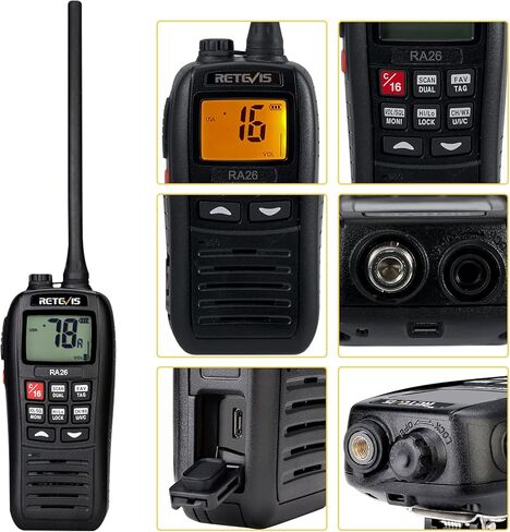 Retevis RM01 Handheld Marine Radio,Marine Two-Way Radios,USB Charging,Floating IP67 Waterproof,NOAA Weather Alert,Ship to Shore Radio for Boats(1 Pack) in Saudi Arabia