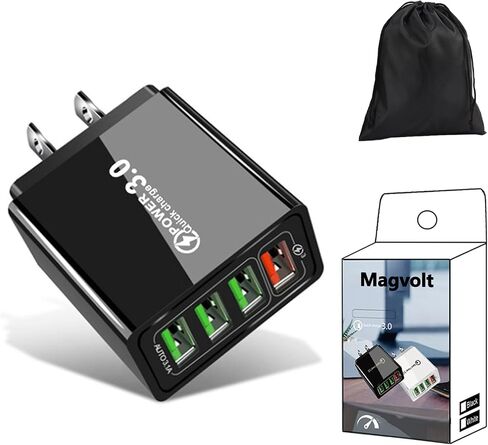 Pro Phone Charger, Mag Volt Pro Phone Charger, 4-Port Wall with Intelligent Temperature Control, for All Phones (Black*2PCS) in Saudi Arabia