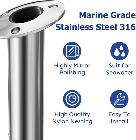 حامل صنارة الصيد 2 عبوة، 316 حامل قضيب من الفولاذ المقاوم للصدأ 15/30/90 درجة لقارب الصيد، حامل فلوش مع غطاء، شديد التحمل in Kuwait