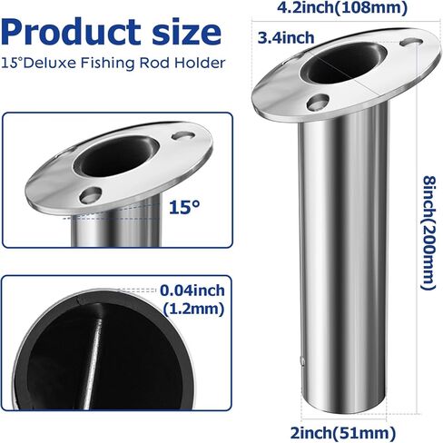 حامل صنارة الصيد 2 عبوة، 316 حامل قضيب من الفولاذ المقاوم للصدأ 15/30/90 درجة لقارب الصيد، حامل فلوش مع غطاء، شديد التحمل in Kuwait