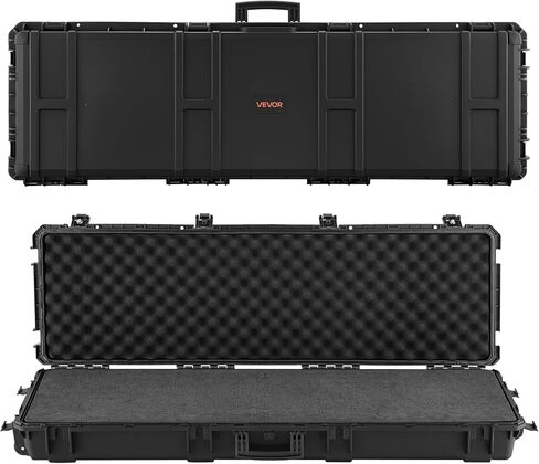 VEVOR Rifle Case, Rifle Hard Case with 4 Layers Fully-protective Foams, Detachable XPE Foam, 50 inch Lockable Gun Storage with Wheels, IP67 Waterproof & Dustproof, for Rifle, Shotgun, Black in Saudi Arabia