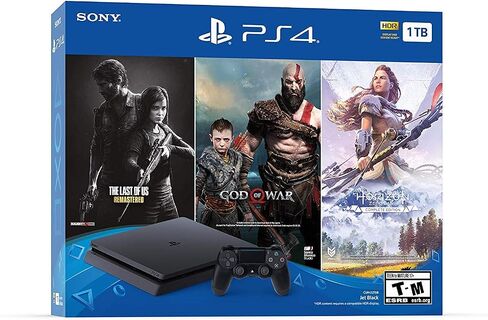 Newest Flagship Sony Play Station 4 1TB HDD Only on Playstation PS4 Console Slim Bundle - Included 3X Games (The Last of Us, God of War, Horizon Zero Dawn) 1TB Hard Drive Incredible Games -Jet Black (Renewed) in Saudi Arabia